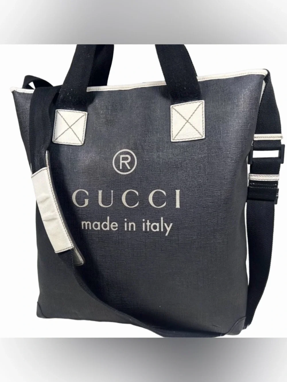Vintage Gucci Black Canvas Tote 2way Bag